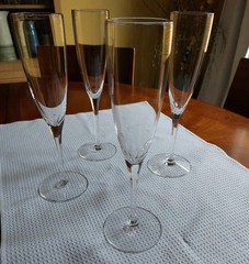 RARE VTG Seneca Glass Co. Lead Crystal Connoisseur Champagne Flutes SET OF FOUR