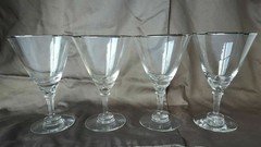 Tiffin Franciscan FAIR LADY Platinum Silver Rim Crystal Water Goblet SET OF 4