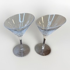 Pier 1 Clear Crackle Martini Glass Angled Rim Set Of 2