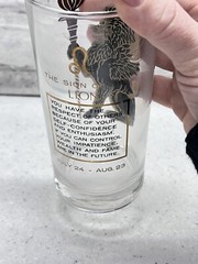 Vtg MCM Leo Zodiac Glass Heavy Gold Tom Collins Barware Anchor Hocking Glass
