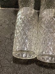 VTG Retro Clear Quilted Diamond Point Glasses Tumblers Set Of 6 Anchor Hocking