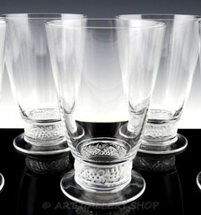 Lalique France PHALSBOURG OR RIQUEWIHR 5-1/4″ FLAT TUMBLERS GLASSES Set 7 Mint
