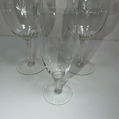 Vtg 3 Libbey Candlelight Etched Wine Glasses Goblets MCM Starburst Various Sizes