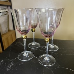 4 Royal Albert Old Country Roses Formal Pink Lavender Wine Goblets. Excellent