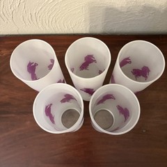 Vintage 80s Libby Frosted Purple Unicorn Tom Collins Glasses Set Of 5 Whimsical