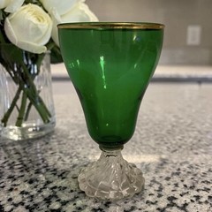Vintage Anchor Hocking Green Clear Forest Burple Inspiration Water Goblet 6″