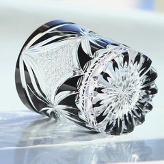 Hand Cut Black Butterfly Crystal Whiskey Glasses Tumbler Kiriko Drinkware 260ml