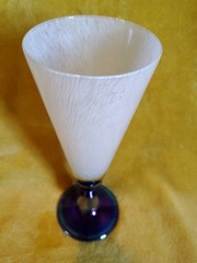 10″ Handblown Murano Glass Filigrana Goblet – Iridescent Cobalt Blue Base