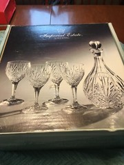 Czech Republic Imperial Estate Crystal Decanter and Wine Set «Ventana» NIB