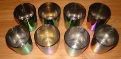 8x Iridescent, Oil Slick Barware – 10oz Old Fashion Whiskey Style Glasses, 4″