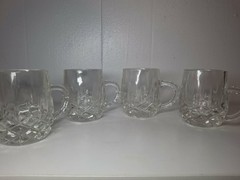 Cut Crystal Liqueur Glasses w/ Handles, Set of 4, 12 cl Clear Vintage NIB