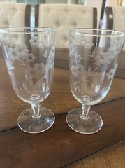 2 Pc Libbey Rock Sharpe Embassy Safedge Stem ice tea water glass