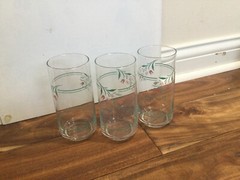 set 3 Corelle Rosemarie glass Tumbler tulips 6″ tall EXC