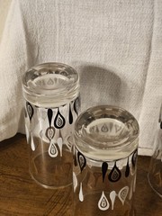 MCM Black White Gold 10oz Glass Tumblers Vintage 5.5″Hx3″W SET OF 4