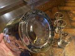 Vintage Culver Barware Carnival Pattern ICE BUCKET & 3 Shot GLASSES mcm Decor