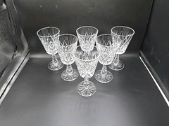 6 WATERFORD Crystal Glass KINSALE 5oz Claret Wine Goblet Stem Set Mint 6″ Tall