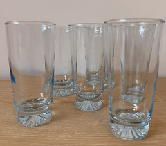 Vintage MCM Duz Crystal Star Sapphire Blue Tumblers Set/6 5.75″