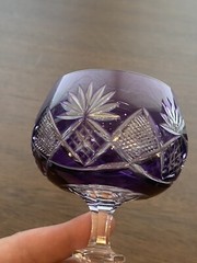 VTG Amethyst Cut To Clear BERNCASTEL Pattern Crystal Hock Wine Glass 7.25″H