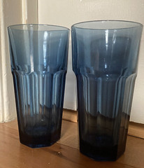 Lot of 2 Libbey Gibraltar Dusky Blue 6 1/4 Inch Tumbler Cooler Vintage Paneled