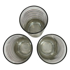 MCM Highball Drinking Glasses Gold Silver Striped SET OF 3 Barware Retro Home