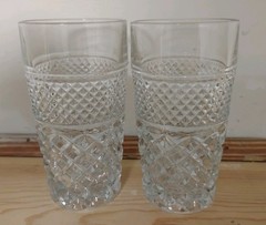 Vintage Set of 5 Anchor Hocking Wexford Diamond cut lowball and highball glasses