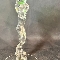 Vintage Cambridge Glass Nude Stem Goblet Emerald Forest Green Banquet Art Deco