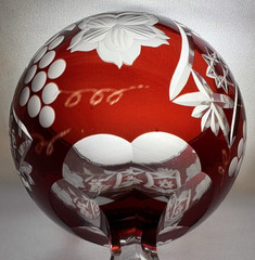 8 1/4″ Vintage Bohemian Czech Ruby Red Cut To Clear Crystal Wine Goblet
