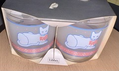 Vintage NOS Libbey Cat Frosted Drinking Glasses (4) 11 1/2oz Americana NOS