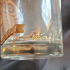 Signed Georges Briard Owl Decorated Rocks Glasses Set of 6