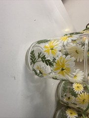 Libbey Daisy Juice Glasses White Flowers 4″ X 2.75” Set of 8 With Carrier
