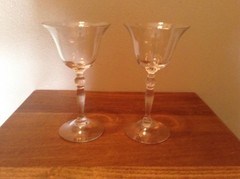 2 Vintage ? Cambridge Cordial Wine Pedestal Stem Glasses