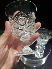(2) Rare Oyster Cocktail Glasses American Brilliant Cut Crystal J Hoare Hindoo