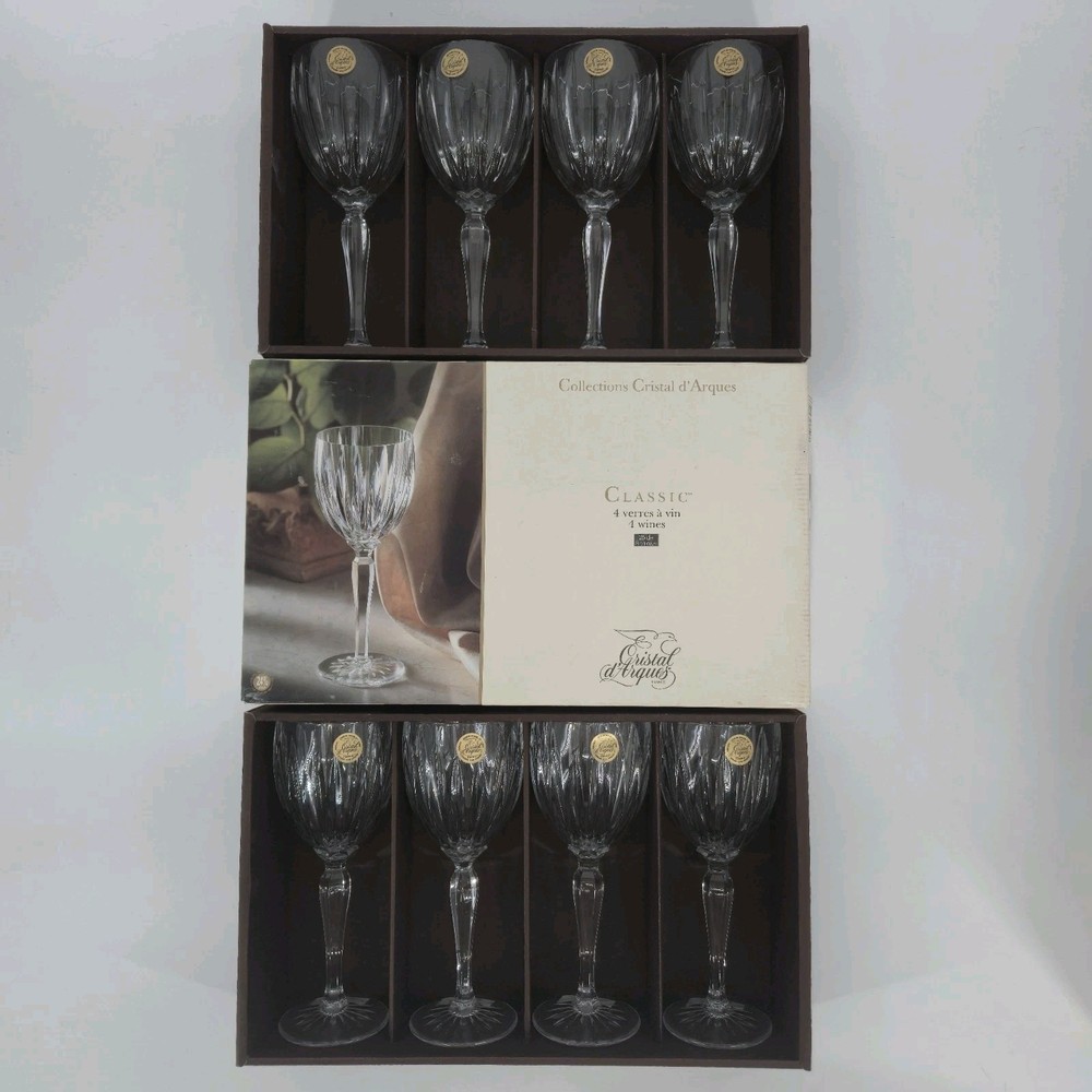 Cristal d’Arques Classic Wine Glasses Set 8 Lead Crystal France NIB 8.25 oz 24%
