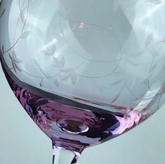 LENOX Heather Pink, Tulip Wine Glass, Blown Glass, Clear Stem, 8-7/8 Tall