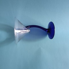 Vintage Libbey Bravura Martini Cocktail Cobalt Blue Curved Stem Glasses Set