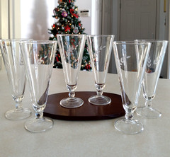 Vtg Anchor Hocking Wheat Pilsner Glasses/ Parfait Barware Party Dining Set of 6