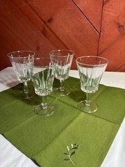 4 Sorrento Water Wine Goblets Fidenza Vetraria Italy Italian Vertical Cuts Vtg