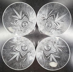 4 Cristal De Flandre Salzburg Wine Glasses Set Crystal Clear Stemware France Lot