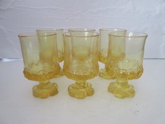 Tiffin Franciscan Glass Madeira Cornsilk Yellow 4 7/8″ Juice Wine Glasses Set 6