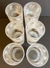 Vintage Libbey Barware Drinking Glasses Cavalcade Horses Stallions Frosted Gold