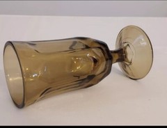Set 6 VTG Duz Detergent Smoke Brown Goblet Wine Parfait Pedestal Glass Tawny