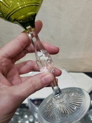 Wine Hock goblet Chartreuse Green Clear Glass Crystal Bohemian St Louis or Moser