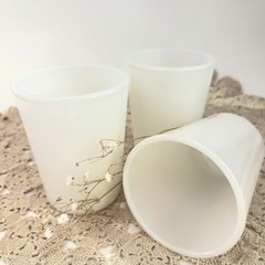 Set of 3 Vintage Opalescent Milk Glass Tumbler 3.5″ Iridescent Juice/Water