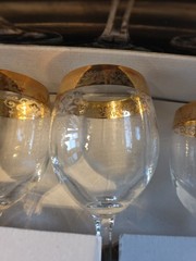 3 Box of 4 Each Cellini Crystal Stemware Glasses 24 KT Gold Trim Italy Vtg
