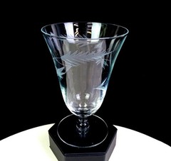 Elegant Glass Clear Etched Leaf Pattern 2 Piece 5 3/4″ Iced Tea Glasses 1930-