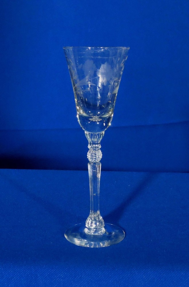 Reikes Crisa 470-8 Cordial Glass Stem 470 Gray Cut Floral Mexico bfe3451