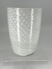 White swirl Blown-glass CUP Vase Speckled White Design Tumbler Glass Small 4.5″H