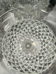 Vintage Indiana Glass Diamond Point clear water goblets