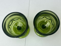 Kings Crown Thumbprint Avocado Green Juice Cordial Goblet set of 2