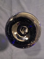 Vintage Heavyweight Cobalt Goblet 9 In Clear Stem